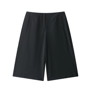 Bermuda Femme Taille Haute Jambe Large Décontracté Ample Mi Longue Jupe Culotte Avec Poches Tissu Polyester