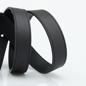 Chic black faux leather belt for women featuring classic D-ring buckle and neat stitching