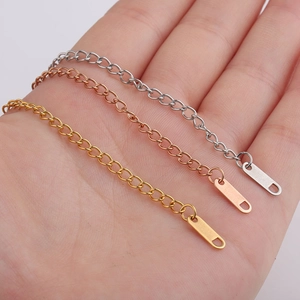 Set of 7cm stainless steel extender chains in silver, rose gold, and gold finishes