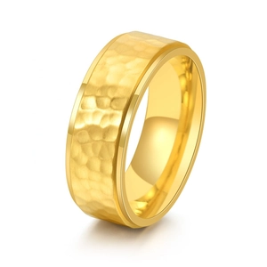 Hammered Texture Band Ring Titanium Steel Lunar Crater Honeycomb Pattern Neutral Punk Style Minimalist Jewelry For Men Women