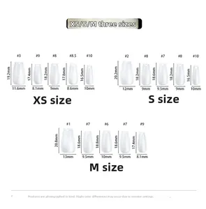 Size guide for sweet bowknot press-on nails with measurements for XS S and M dimensions