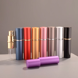 10ml portable aluminum spray bottles with glass liners in multiple metallic colors