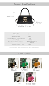 Detailed technical diagram and dimensions of the stylish PU leather shoulder bag for women