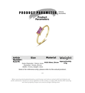 Specifications and care guide for 925 sterling silver square gemstone open ring