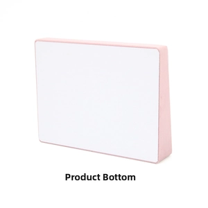 Detailed bottom view of pink velvet jewelry display block with smooth white base