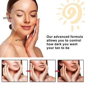 Comparison showing skin tone transition from before to after using tanning cream