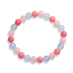 Détail des perles en pierre naturelle 8mm rose et bleu pour bracelet élastique
