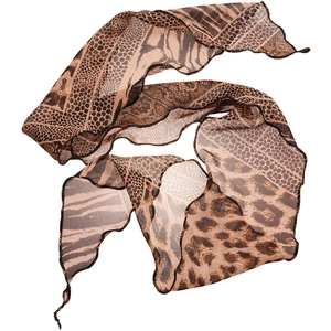 Retro leopard print chiffon scarf necklace with animal patterns and sleek black edges