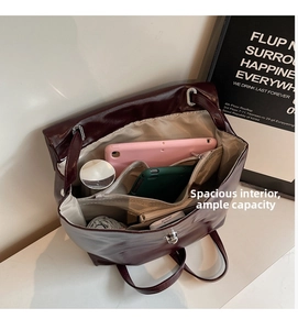 Deep burgundy backpack interior featuring spacious compartments and secure zipper pockets