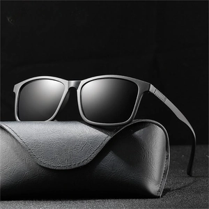 Classic TR polarized sport sunglasses in matte black with a textured leather case