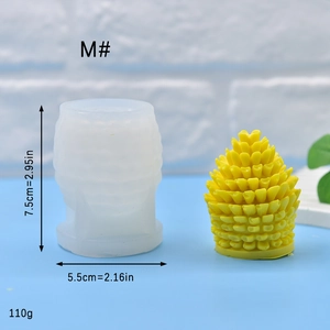 Pinecone shaped silicone mold for DIY soap and candle making showing dimensions 7.5cm x 5.5cm