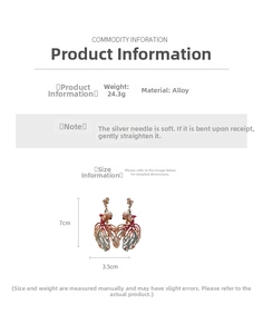 Détails des boucles d'oreilles poisson avec cristaux colorés, taille 7cm et poids 24,3g