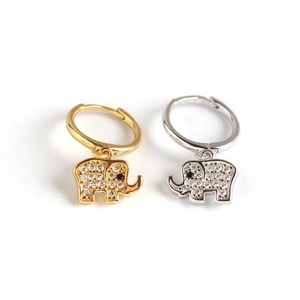S925 Sterling Silber Elefanten Creolen mit funkelnden Kristallen in Gold und Silber