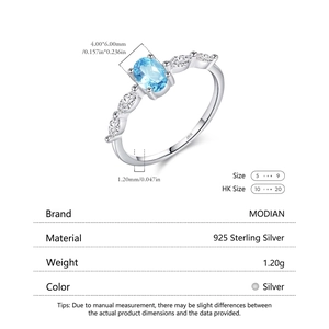 Elegant S925 sterling silver ring featuring an oval blue crystal and side diamonds