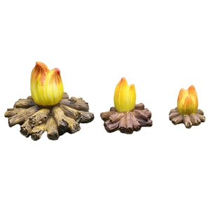 Three-piece miniature resin campfire set with realistic wood texture for garden decor