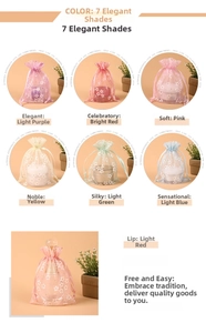 Floral print organza drawstring gift bags in multiple colors for jewelry and perfume