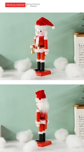 Detailed front and side views of 25cm Santa Claus nutcracker with bell for Christmas decor