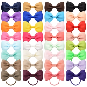 Kids Grosgrain Ribbon Bow Hair Ties Solid Color Elastic Hair Bands For Toddlers Baby Girls Cute Hair Accessories