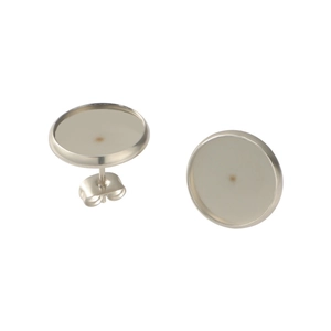 Detailed view of silver stainless steel earring stud bases for DIY jewelry making