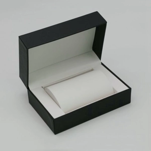 Classic black PU leather watch gift box with white inner cushion for jewelry storage