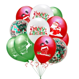 Detail of Christmas balloon set with Santa, reindeer patterns and Merry Christmas text