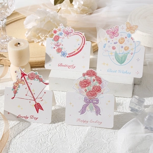 Detail of four floral greeting cards with Butterfly and Best Wishes designs