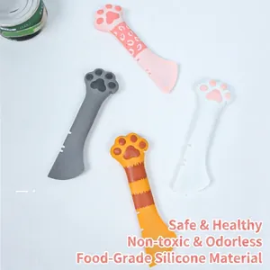 Food-grade silicone cat paw shaped pet food spoons and can openers in four colors