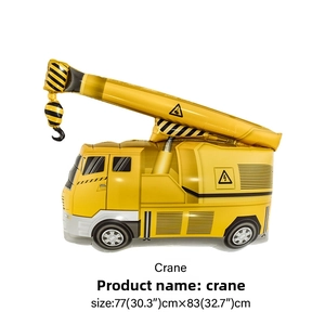 Crane shaped aluminum foil balloon for construction theme party measuring 77x83cm