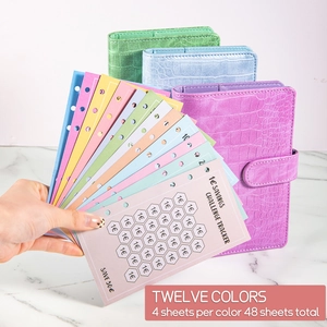 Crocodile texture PU leather A6 binder with colorful 1 Euro savings challenge tracker cards
