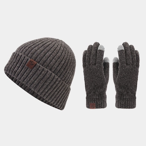 Bonnet En Tricot D'Hiver Et Gants À Écran Tactile Côtelés Chaud Thermique Extérieur Chapeau En Acrylique Accessoires Pour Hommes Femmes
