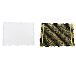 Irregular DIY resin tray silicone mold with golden handles and gold foil flakes