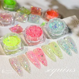 Πούλιες Τέχνης Νυχιών Aurora Λαμπερό Glitter Για Διακόσμηση Μανικιούρ DIY Επαγγελματικό Σαλόνι