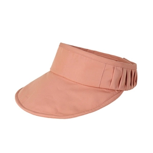 Minimalist peach pink sun visor hat for women with foldable wide brim and elastic pleats