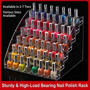 6-tier clear acrylic nail polish ladder rack for professional store display and storage