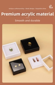 Detail of 3x3cm acrylic jewelry display boxes with memory foam pads for gemstones