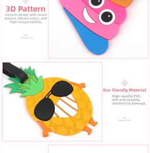Detail of 3D embossed pineapple luggage tag made of eco-friendly soft PVC material