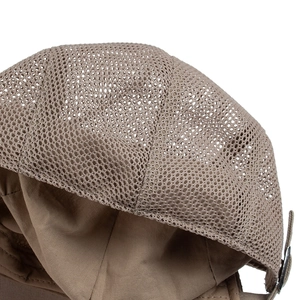 Khaki breathable mesh beret cap with adjustable buckle and vintage newsboy style