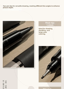 Detail of dual-tip permanent marker with 0.5mm and 1.2mm tips for sketching and marking