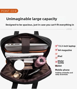 Detail view of large capacity backpack interior showing laptop compartment and pockets