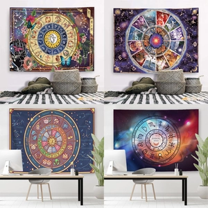 Zodiac Signs Astrology Tapestry Wall Hanging Polyester Fabric Bohemian Scandi Style Bedroom Living Room Home Decor