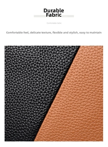 Detailed macro view of black and brown lychee grain leather textures on tote bag