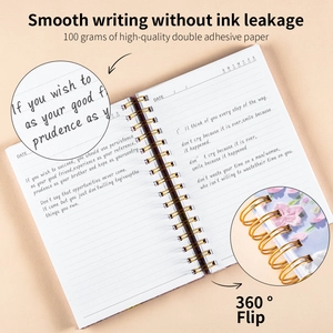 A5 spiral notebook with 100g premium paper and 360-degree flip metal binding