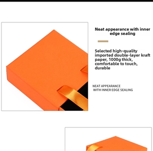 Dettaglio della scatola regalo arancione in carta kraft da 1000g con bordo sigillato