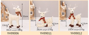Detailed size and weight specs for Christmas reindeer figurines with knit texture