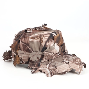 Detail of 3D leaf camouflage pattern on military flat top hat for outdoor hunting gear