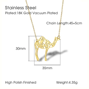 Minimalist geometric camel pendant necklace in 18K gold plated stainless steel