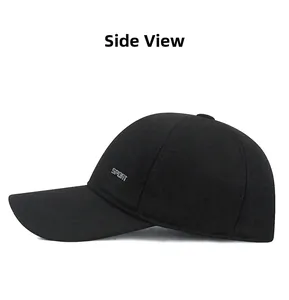 Side view of men's winter baseball cap with ear protection and 3D SPORT embroidery