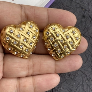Stainless Steel Hoop Earrings C Shaped Textured Hammered Beaded Twisted Heart Pattern Jewelry For Women