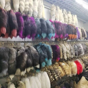 Oversized real fox fur tail charms in various colors with metal keyrings for bags