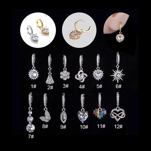 Copper Cubic Zirconia Piercing Earrings Trendy Butterfly Heart Flower Shape Shiny Drop Charm Jewelry For Women